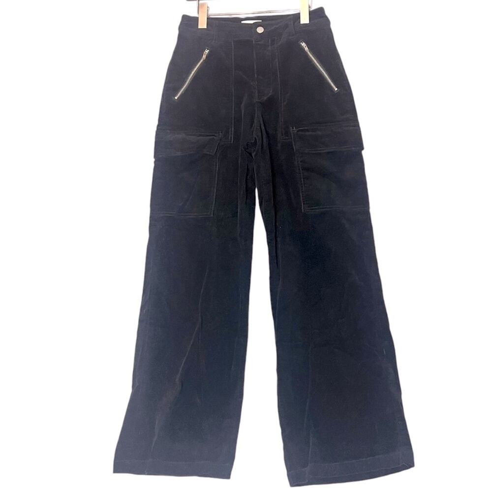 Universal Thread Black Velvet Cargo Pants Womens 6 Wide Leg Skater Casual Y2K
